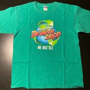 Dorney Park Demon Drop Ride T-Shirt Men's Size Large Green